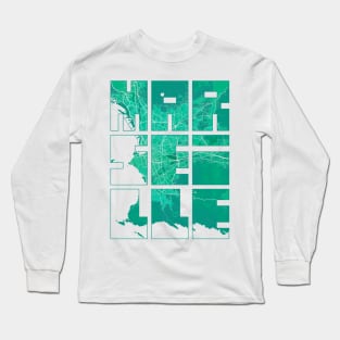 Marseille, France City Map Typography - Watercolor Long Sleeve T-Shirt